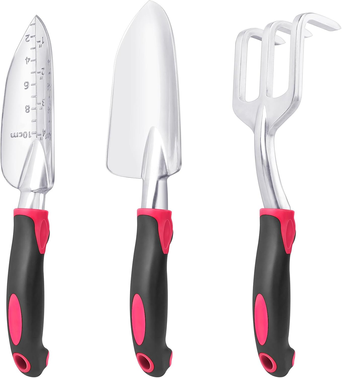 Community More Aluminum Garden Trowel, Transplanter and Rake Set studio product photo