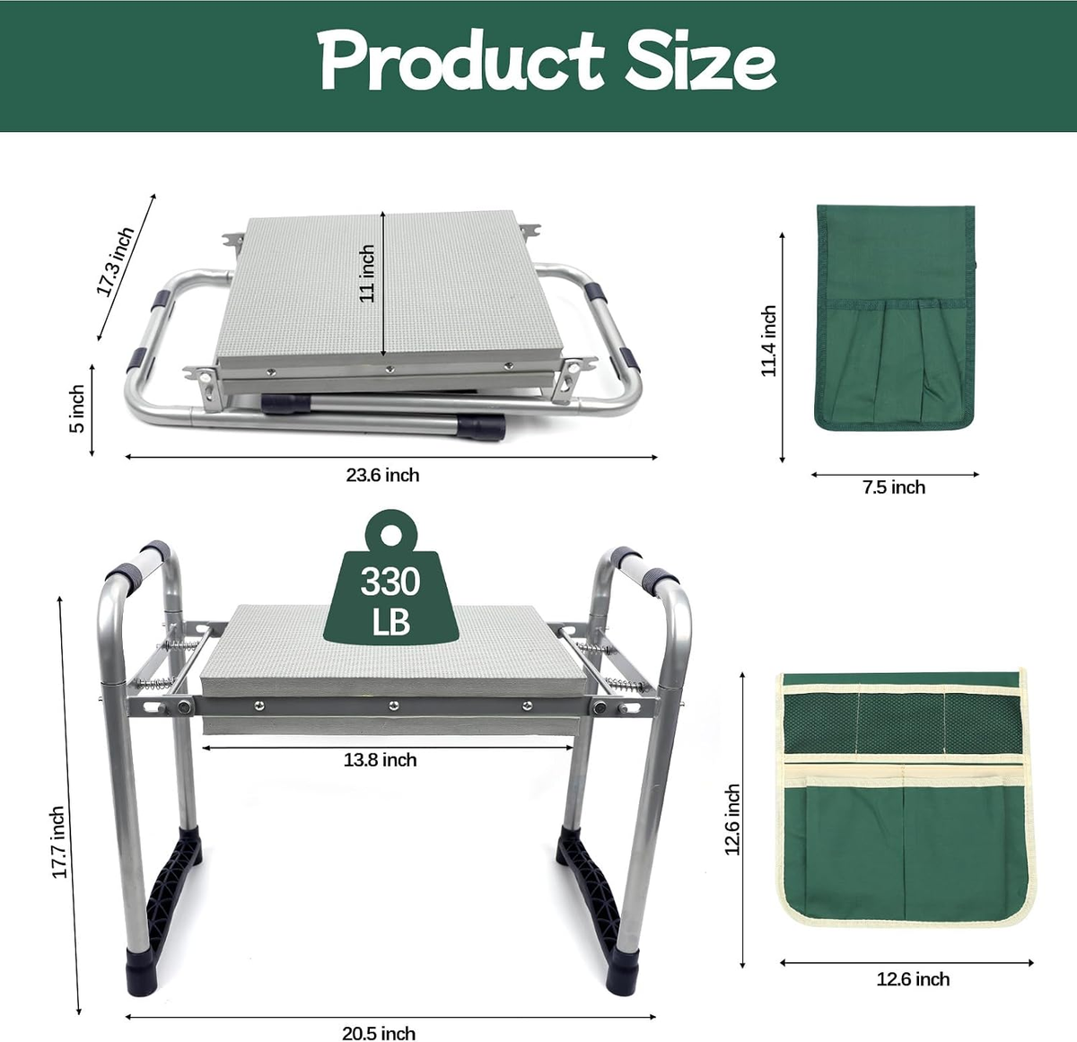 Community More Grey Garden Kneeler and Seat with Tool Bags additional product photo