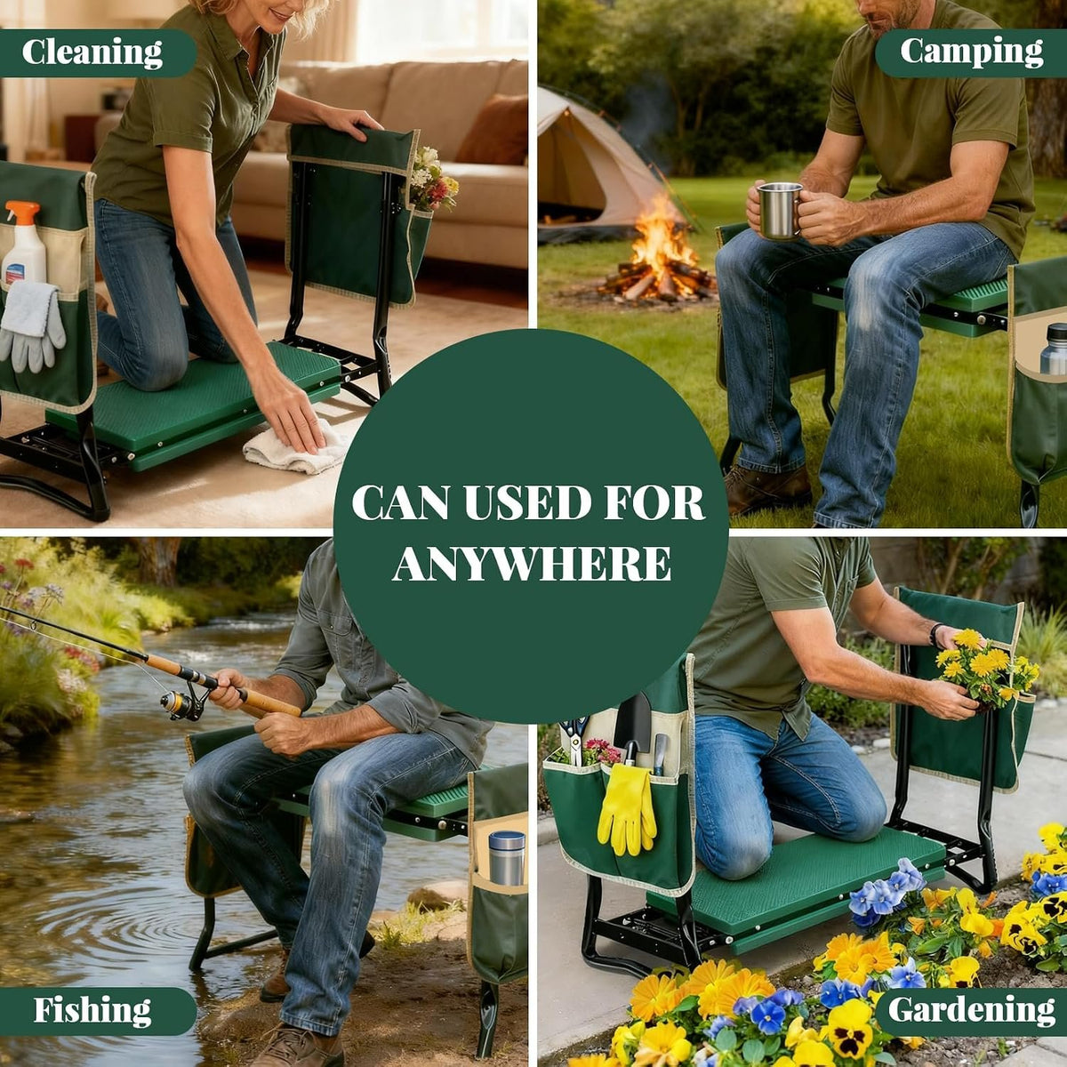 Community More Folding Garden Kneeler Seat with Tool Pouches additional product photo