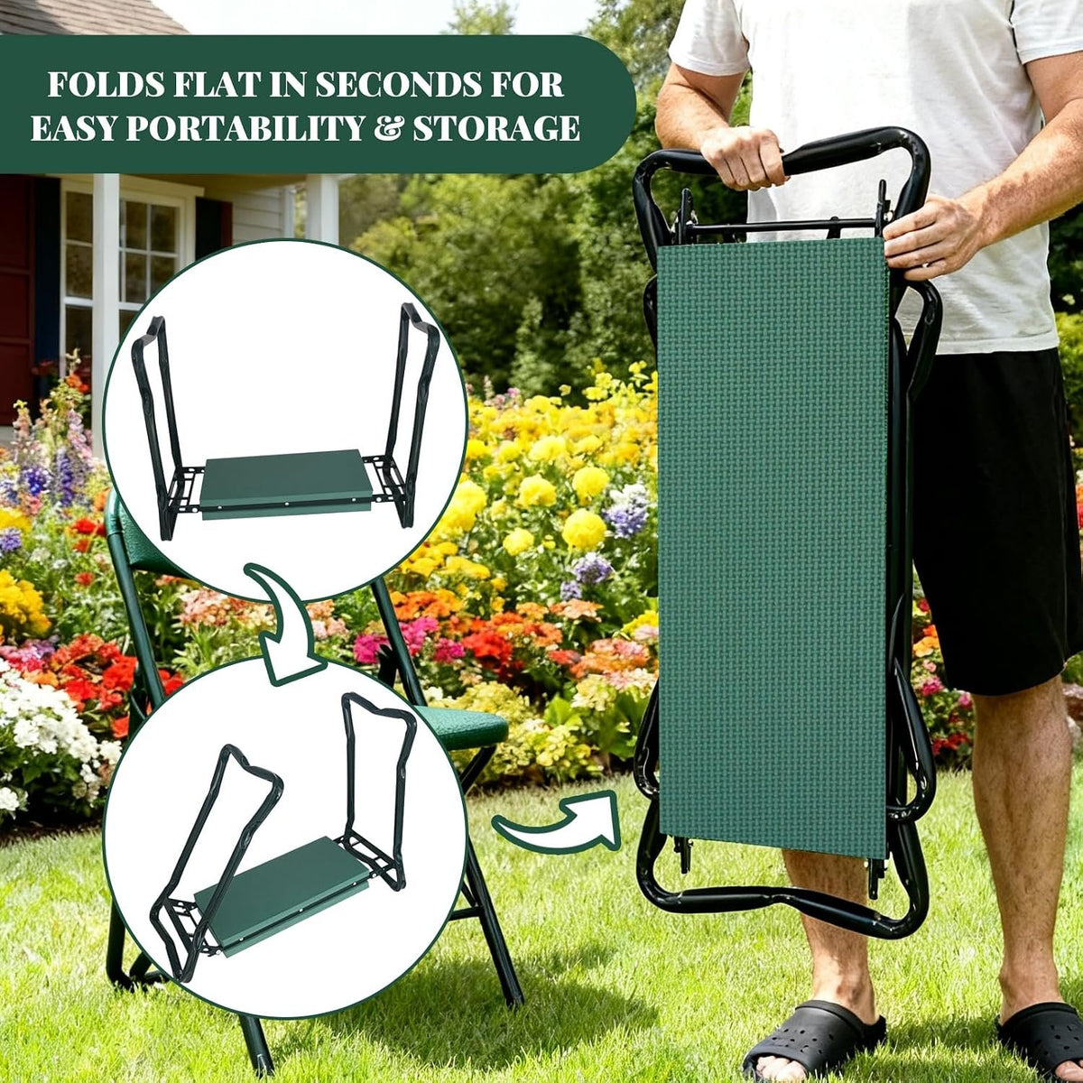 Community More Folding Garden Kneeler Seat with Tool Pouches additional product photo