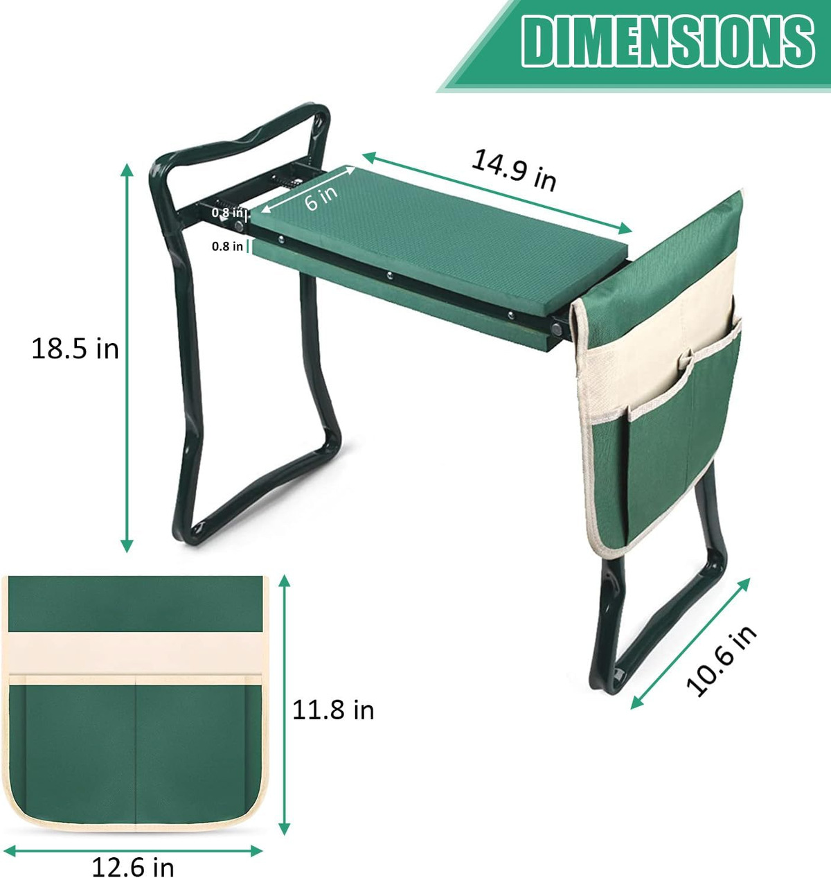 Community More Steel Frame Garden Kneeler and Seat with Tool Pouch additional product photo